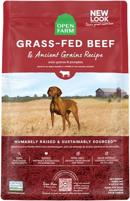 Open Farm Ancient Grains Dry Dog Food, Grass-Fed Beef,