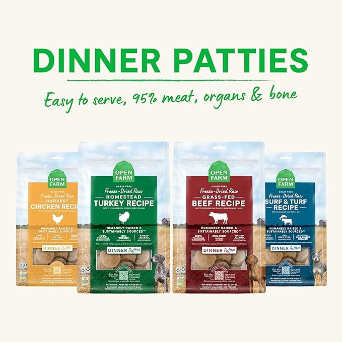 Open Farm Freeze Dried Raw Patties for Dogs, Harvest Chicken - open farm raw mix dog food