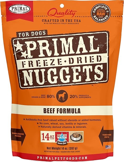 Primal Freeze Dried Raw Dog Food, Beef, 14 oz