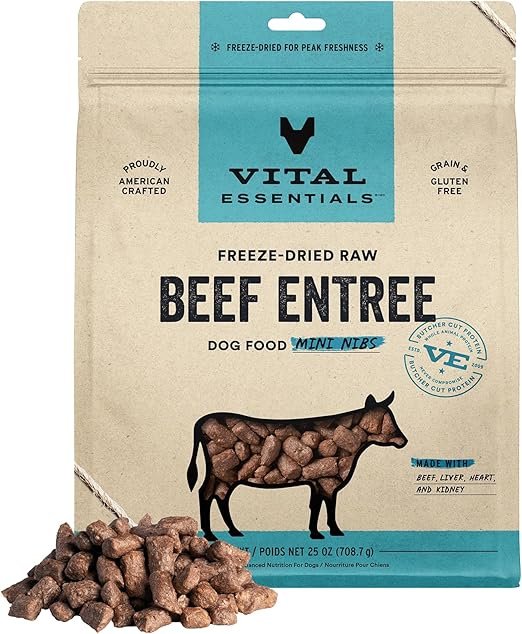 Vital Essentials Freeze Dried Raw Dog Food, Beef, 25 Oz